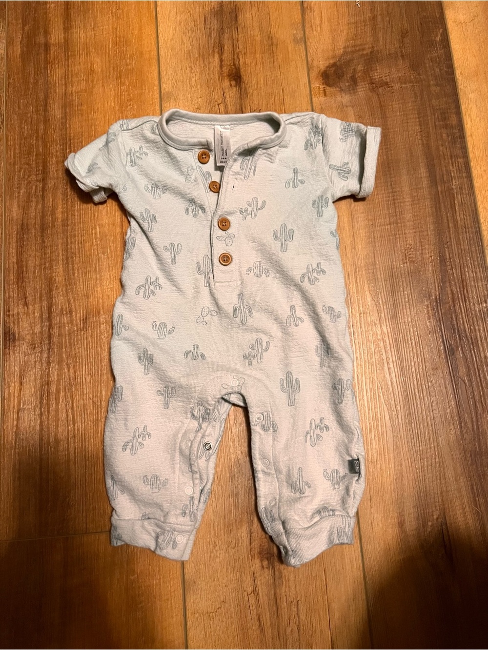Light Blue Cactus-Print Baby One-Piece Bodysuit